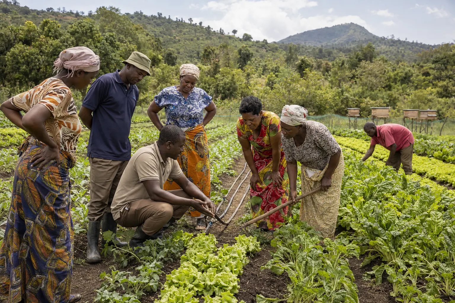 Community members learning climate-smart food production